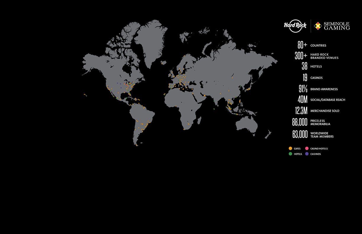 Map displays Hard Rock global growth