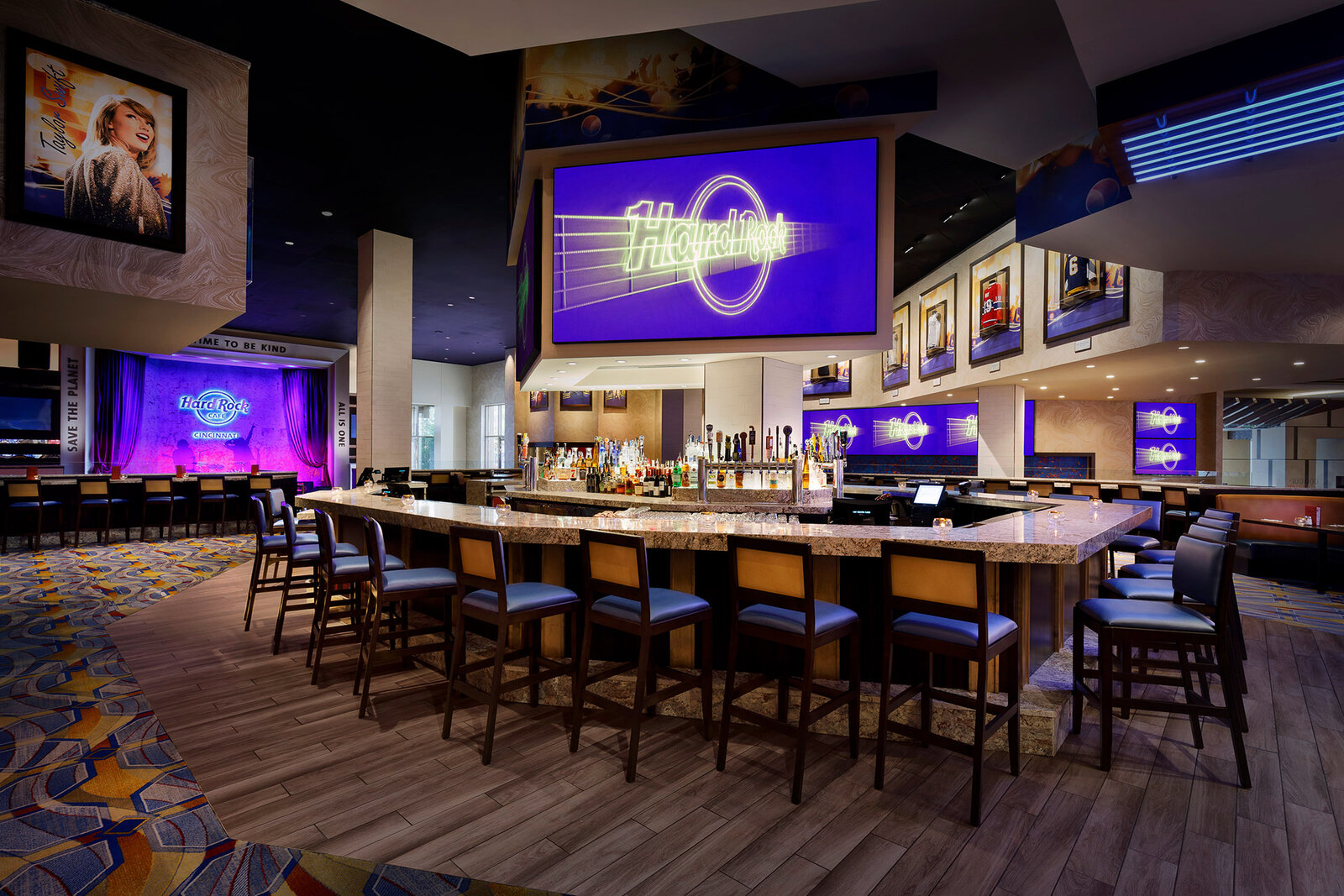 Interior bar at the Hard Rock Cafe Cincinnati