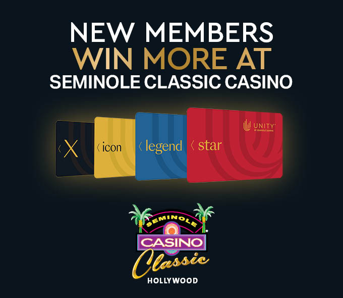 New Members Win More at Seminole Classic Casino, with Unity Cards and Classic logo