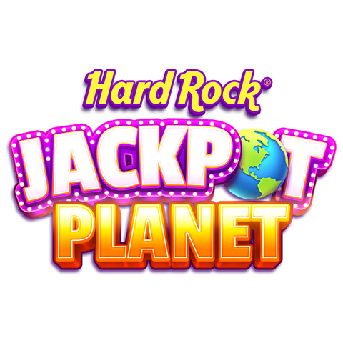 Hard Rock Jackpot Planet logo with globe and illuminated letters