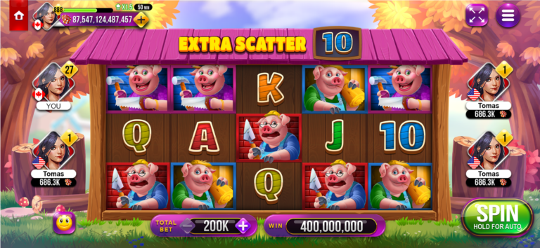 3 Lucky Pigs stick-themed Free Spins reels displaying an Extra Scatter feature