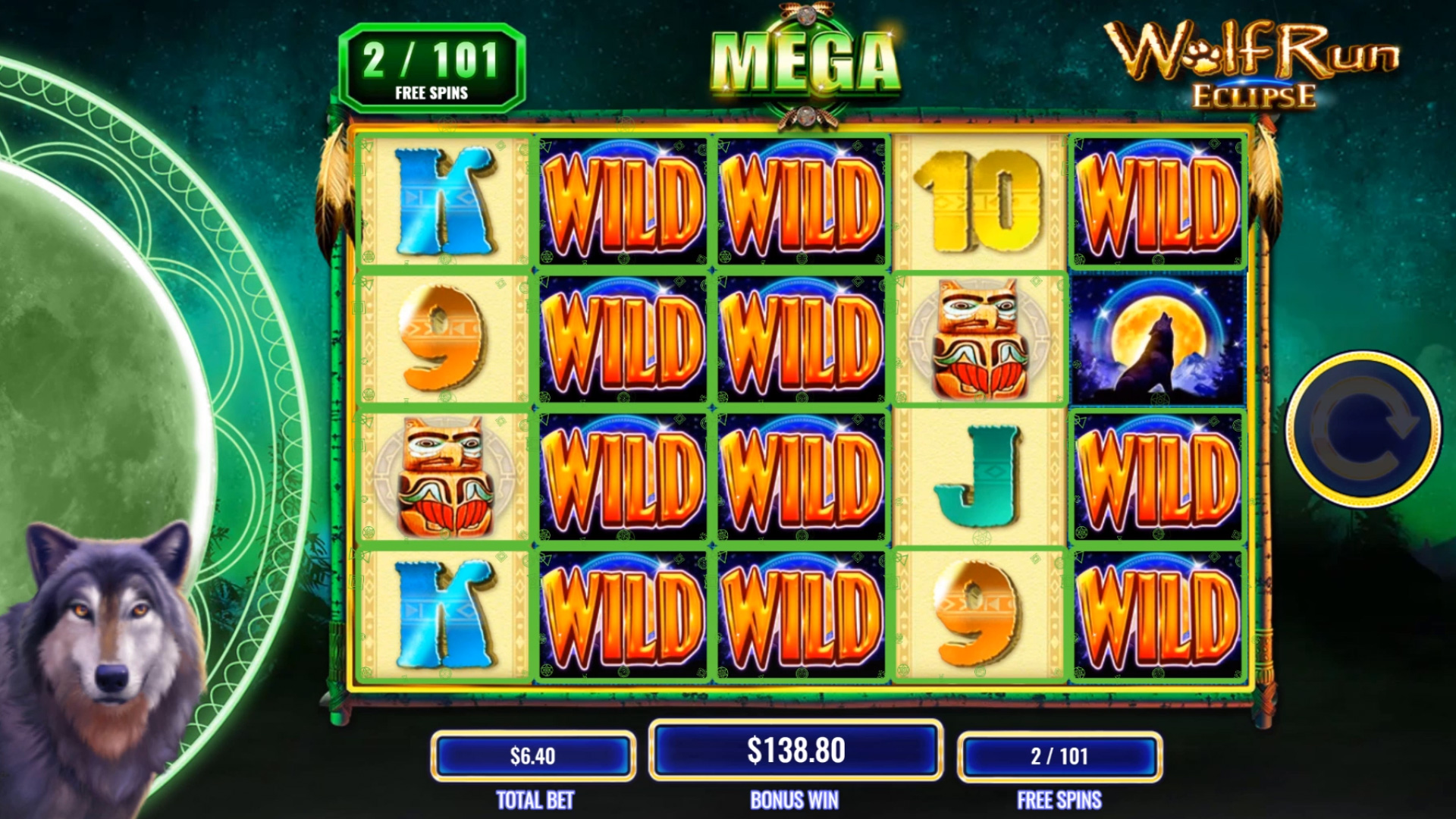 Wolf Run Eclipse virtual Mega jackpot screen