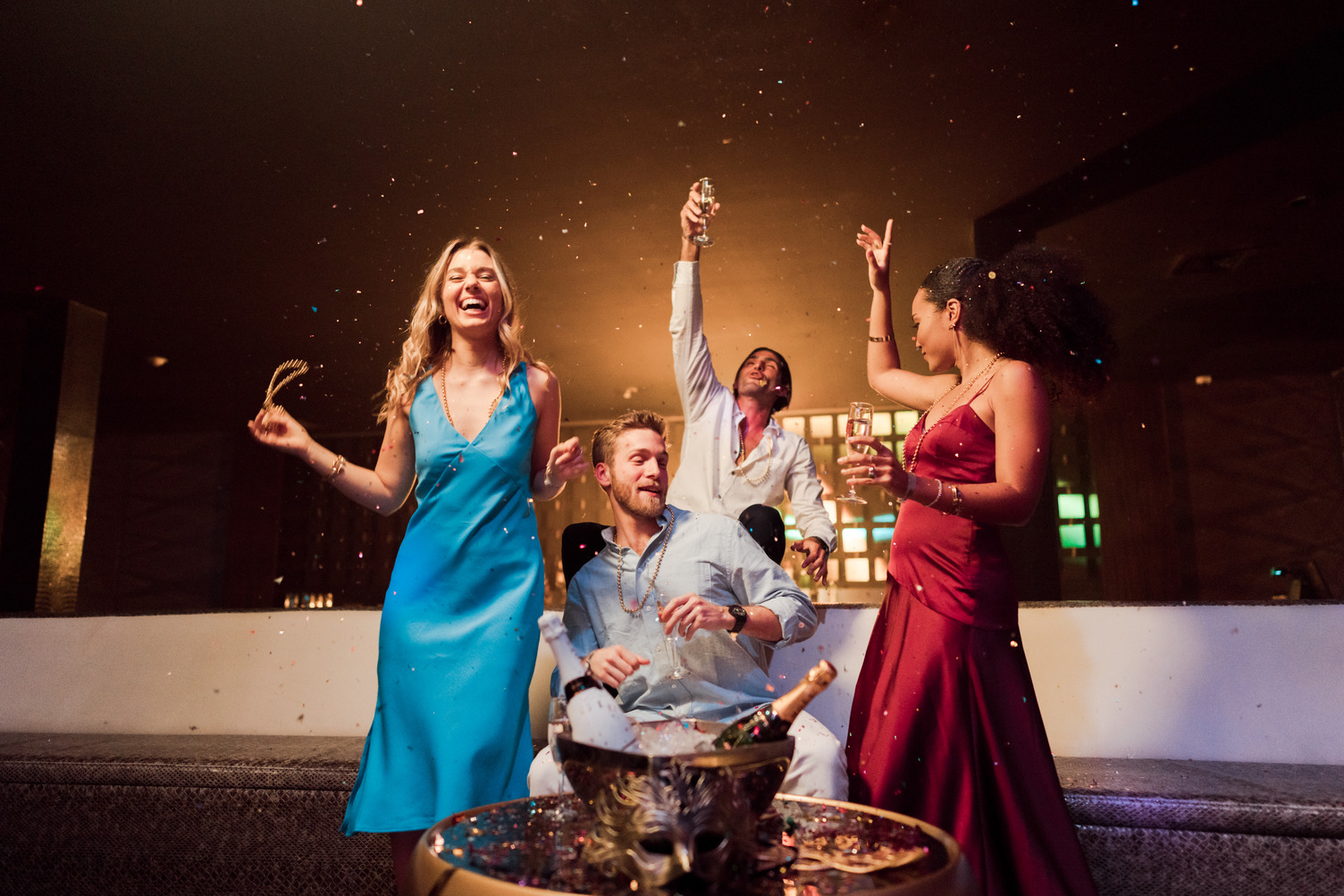 People celebrating at a club with drinks at Hard Rock Hotel & Casino Punta