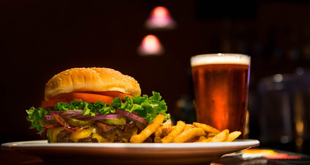 hamburger and beer