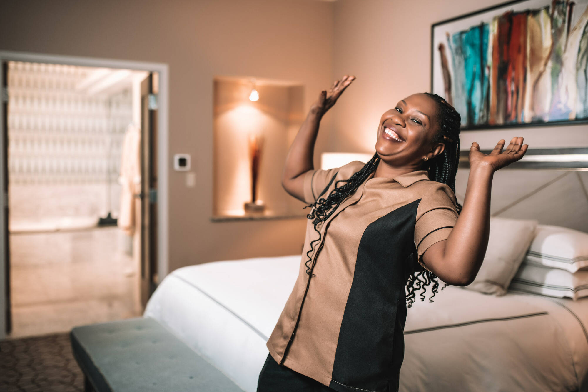 Hard Rock female employee  smiling