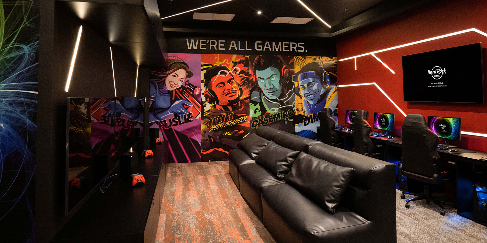 a room with a couch and a tv