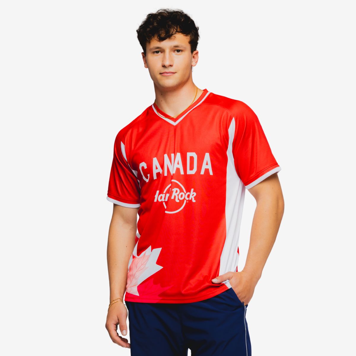 Canada Soccer V-Neck Tee in Red image number 1