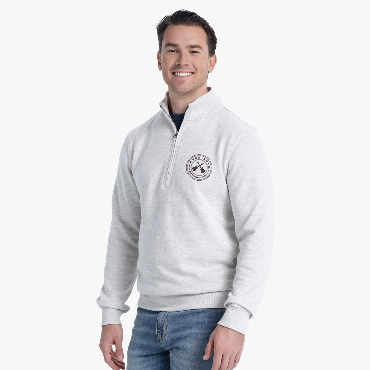 Cross Guitars Vintage Quarter-Zip Jacket in Oatmeal Heather image number 1