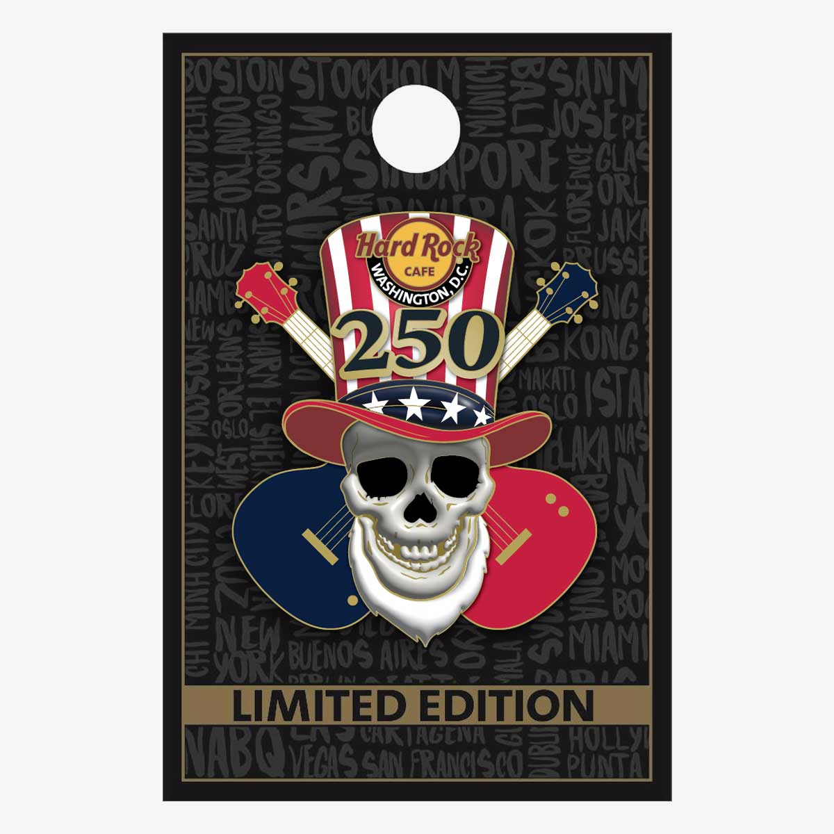 Limited Edition Washington D.C. America 250th Anniversary Crossed Guitars Skull image number 2